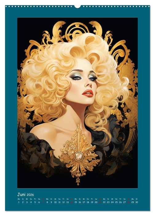 Glanz der Filmdiven. Art Nouveau Paintings im Poster-Stil (CALVENDO Premium Wandkalender 2026)