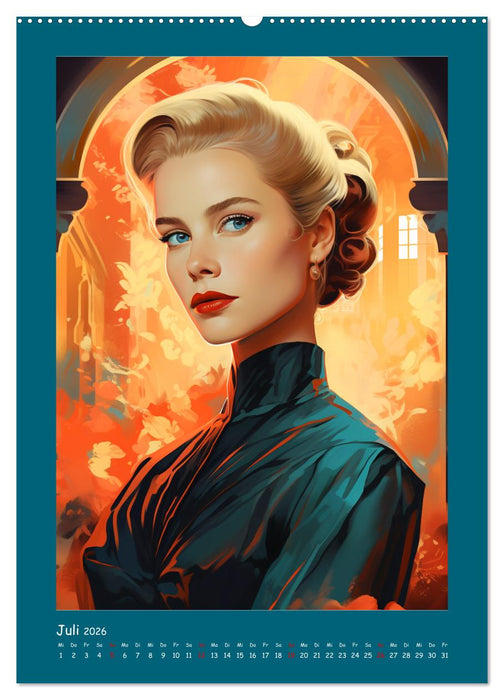 Glanz der Filmdiven. Art Nouveau Paintings im Poster-Stil (CALVENDO Premium Wandkalender 2026)