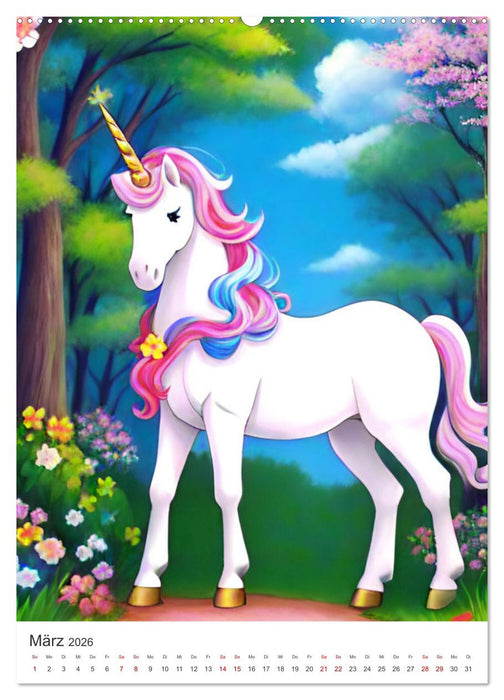 Jeder braucht ein Einhorn in seinem Leben - Bildergeschichte für Kinder (CALVENDO Wandkalender 2026)