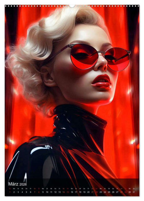 Lack, Leder und Neonlicht - Verführerische Reize der Fetisch-Göttinnen (CALVENDO Wandkalender 2026)