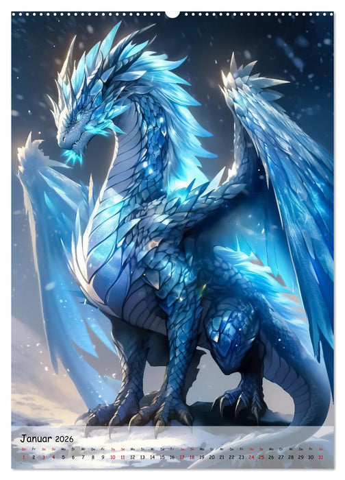 Geflügelte Hüter - Erleben Sie die Magie der Drachen (CALVENDO Premium Wandkalender 2026)