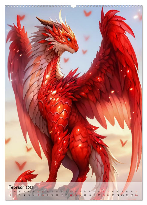 Geflügelte Hüter - Erleben Sie die Magie der Drachen (CALVENDO Premium Wandkalender 2026)