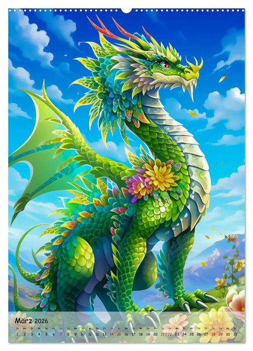 Geflügelte Hüter - Erleben Sie die Magie der Drachen (CALVENDO Premium Wandkalender 2026)