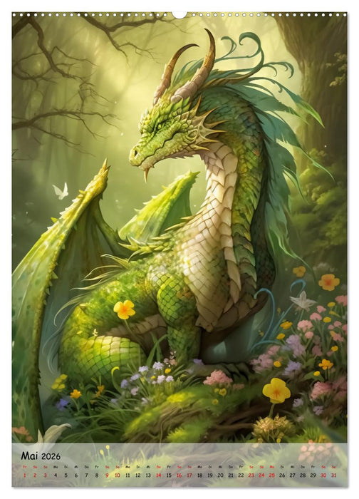 Geflügelte Hüter - Erleben Sie die Magie der Drachen (CALVENDO Premium Wandkalender 2026)
