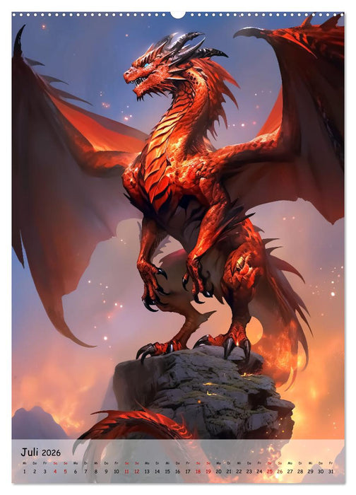 Geflügelte Hüter - Erleben Sie die Magie der Drachen (CALVENDO Premium Wandkalender 2026)
