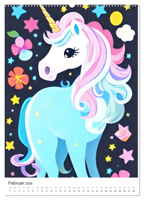 Jeder braucht ein Einhorn in seinem Leben - Bildergeschichte für Kinder (CALVENDO Premium Wandkalender 2026)