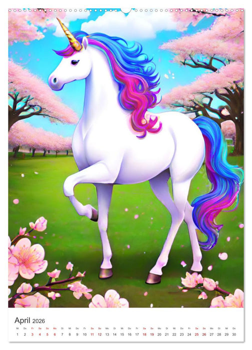 Jeder braucht ein Einhorn in seinem Leben - Bildergeschichte für Kinder (CALVENDO Premium Wandkalender 2026)