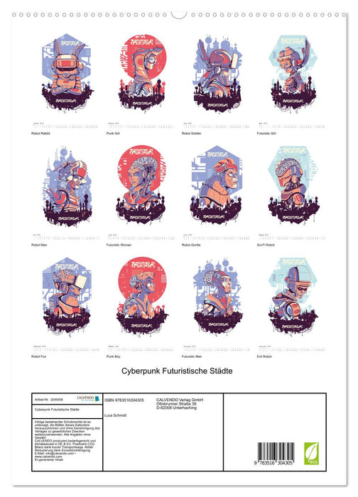 Cyberpunk Futuristische Städte (CALVENDO Premium Wandkalender 2026)