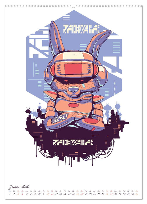 Cyberpunk Futuristische Städte (CALVENDO Premium Wandkalender 2026)