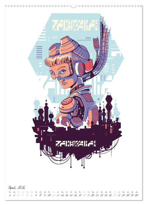 Cyberpunk Futuristische Städte (CALVENDO Premium Wandkalender 2026)