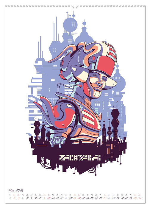 Cyberpunk Futuristische Städte (CALVENDO Premium Wandkalender 2026)