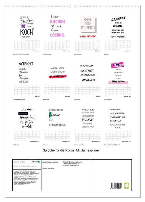 Sprüche für die Küche. Mit Jahresplaner (CALVENDO Wandkalender 2026)