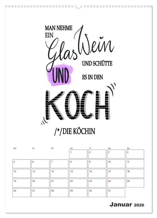 Sprüche für die Küche. Mit Jahresplaner (CALVENDO Wandkalender 2026)