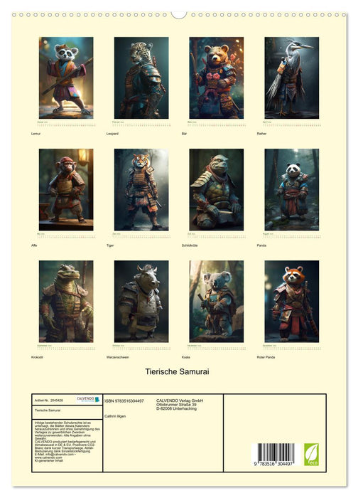 Tierische Samurai (CALVENDO Premium Wandkalender 2026)