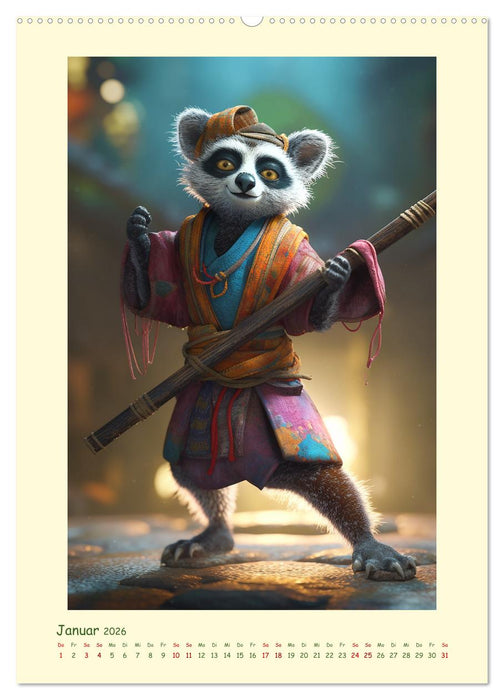 Tierische Samurai (CALVENDO Premium Wandkalender 2026)