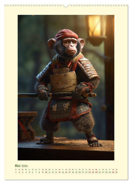 Tierische Samurai (CALVENDO Premium Wandkalender 2026)