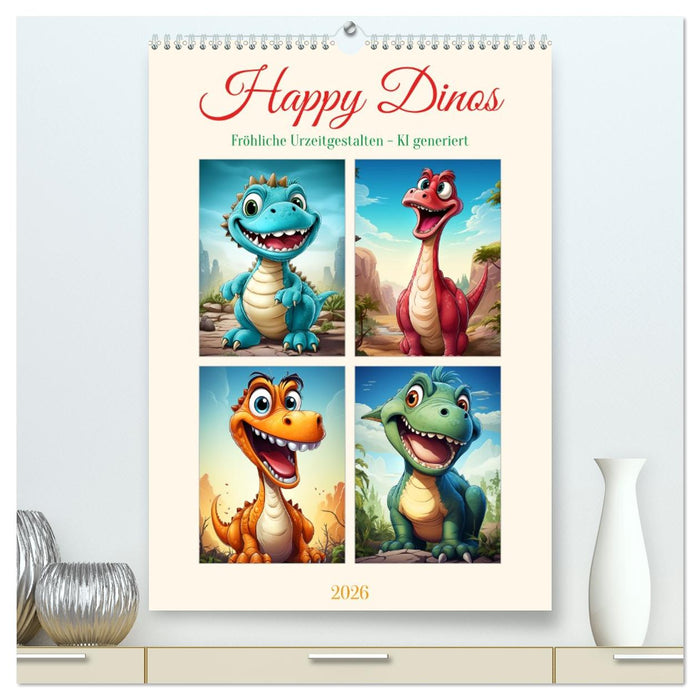 Happy Dinos (CALVENDO Premium Wandkalender 2026)