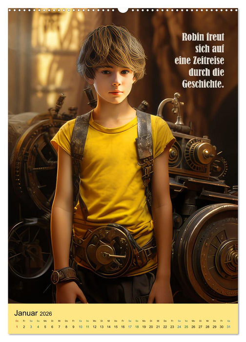 Robin und die Zeitmaschine (CALVENDO Wandkalender 2026)