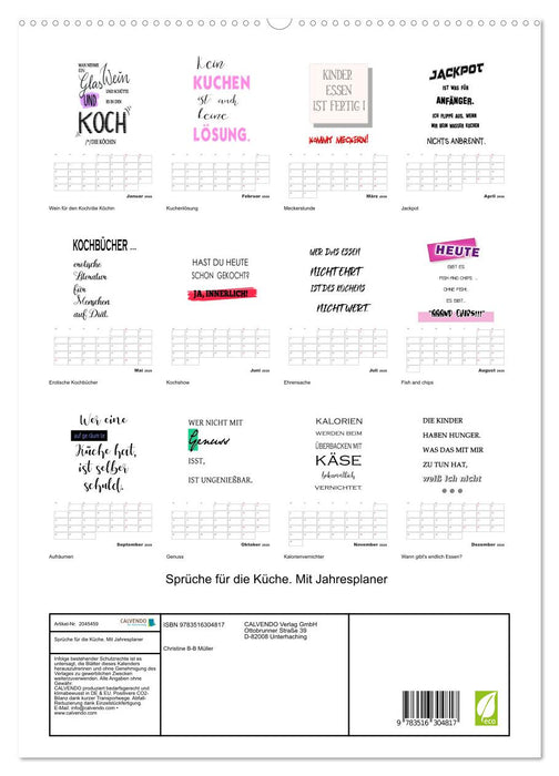 Sprüche für die Küche. Mit Jahresplaner (CALVENDO Premium Wandkalender 2026)