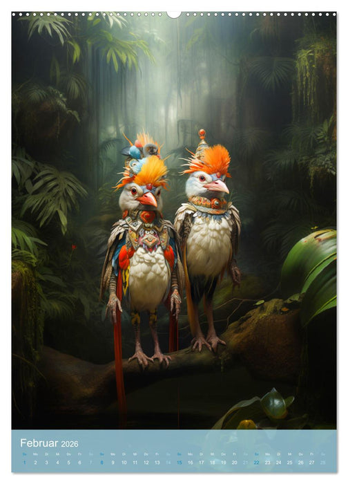 Fantastische Federwelten (CALVENDO Premium Wandkalender 2026)