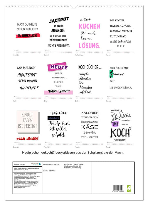 Heute schon gekocht? Leckerbissen aus der Schaltzentrale der Macht (CALVENDO Wandkalender 2026)