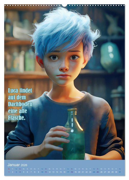 Luca und die wundersame Flasche (CALVENDO Wandkalender 2026)