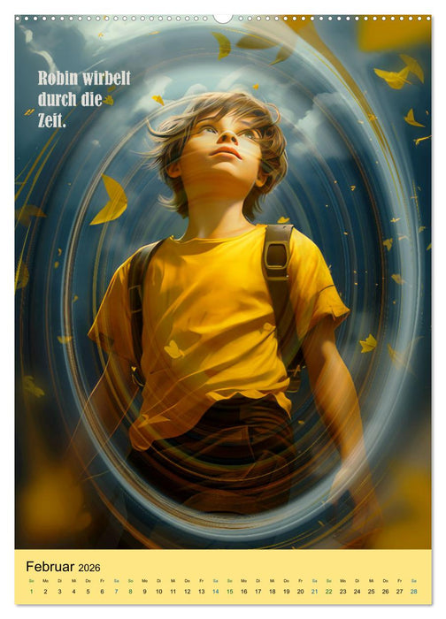 Robin und die Zeitmaschine (CALVENDO Premium Wandkalender 2026)