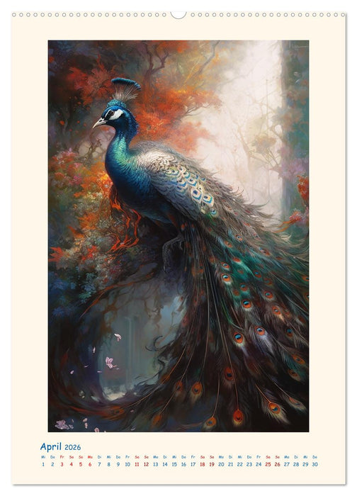 Malerische Pfaue (CALVENDO Premium Wandkalender 2026)