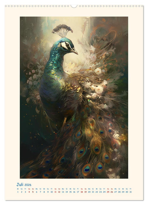Malerische Pfaue (CALVENDO Premium Wandkalender 2026)