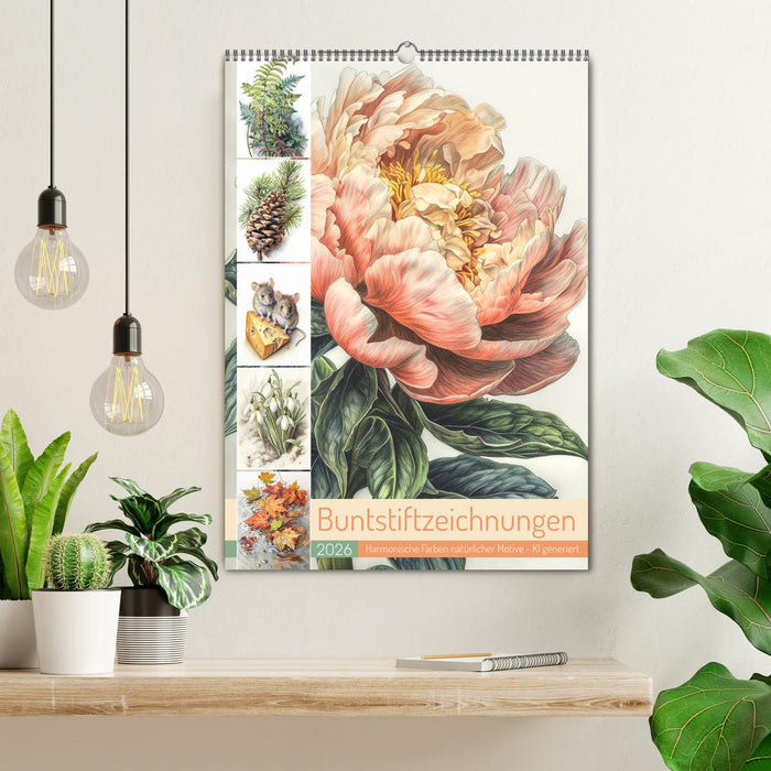 Buntstiftzeichnungen (CALVENDO Wandkalender 2026)
