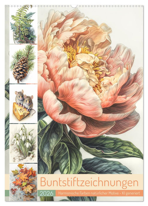 Buntstiftzeichnungen (CALVENDO Wandkalender 2026)