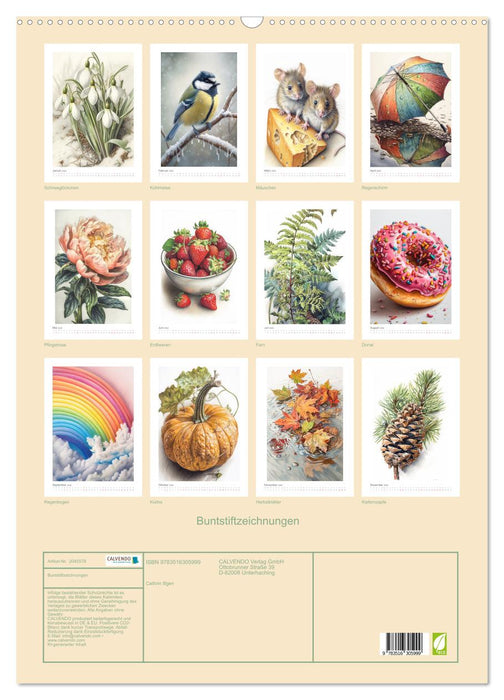 Buntstiftzeichnungen (CALVENDO Wandkalender 2026)