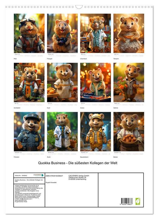 Quokka Business - Die süßesten Kollegen der Welt (CALVENDO Wandkalender 2026)
