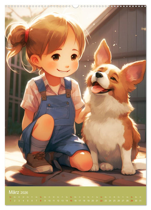 Ein Jahr voller Liebe. Manga-Mädchen und ihre treuen Gefährten (CALVENDO Wandkalender 2026)