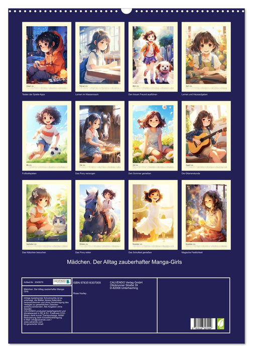 Mädchen. Der Alltag zauberhafter Manga-Girls (CALVENDO Wandkalender 2026)
