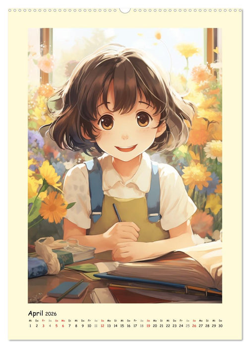 Mädchen. Der Alltag zauberhafter Manga-Girls (CALVENDO Wandkalender 2026)