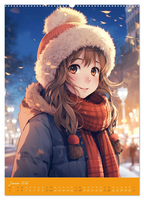Stadtmädchen. Ein Jahr mit bezaubernder Manga-Kunst (CALVENDO Wandkalender 2026)