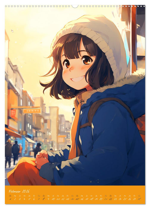 Stadtmädchen. Ein Jahr mit bezaubernder Manga-Kunst (CALVENDO Wandkalender 2026)