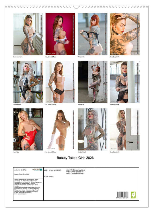 Beauty Tattoo Girls 2026 (CALVENDO Wandkalender 2026)