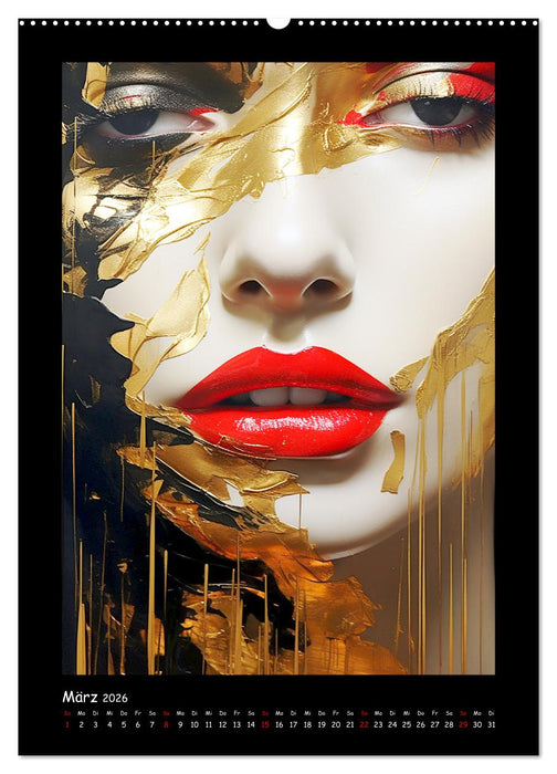 Goldene Portraits. Fusion von Kunst und Ästhetik (CALVENDO Wandkalender 2026)