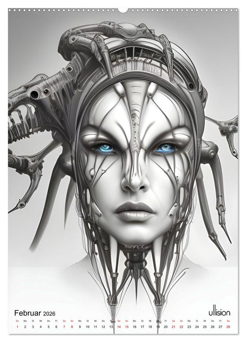 Biomechanic Portrait - Schönheit zwischen Mensch und Maschine (CALVENDO Wandkalender 2026)