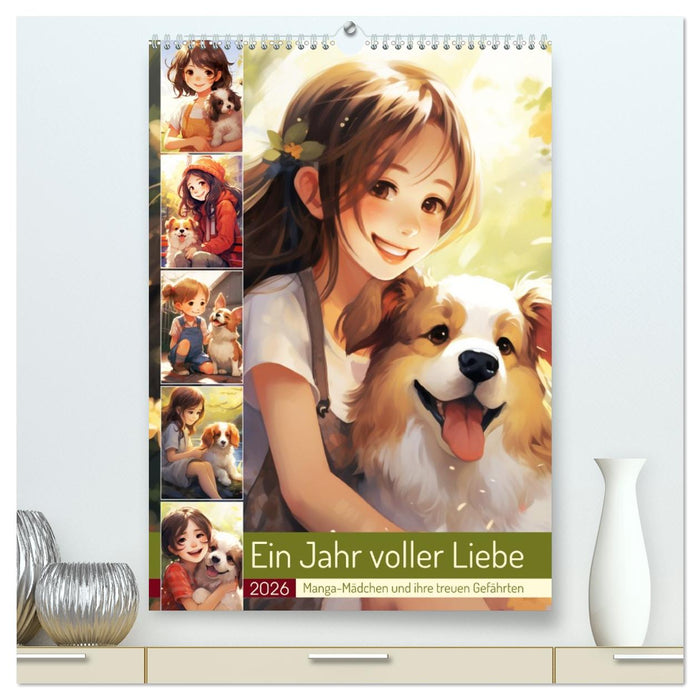 Ein Jahr voller Liebe. Manga-Mädchen und ihre treuen Gefährten (CALVENDO Premium Wandkalender 2026)