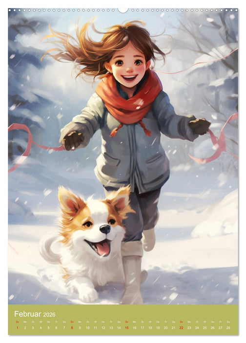 Ein Jahr voller Liebe. Manga-Mädchen und ihre treuen Gefährten (CALVENDO Premium Wandkalender 2026)