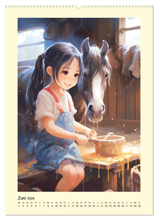 Mädchen. Der Alltag zauberhafter Manga-Girls (CALVENDO Premium Wandkalender 2026)