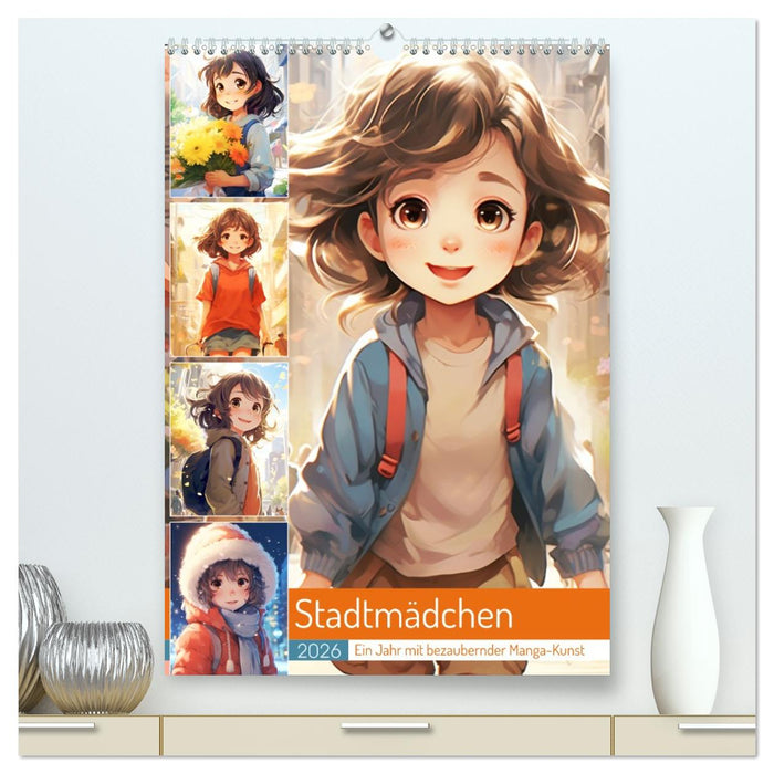 Stadtmädchen. Ein Jahr mit bezaubernder Manga-Kunst (CALVENDO Premium Wandkalender 2026)