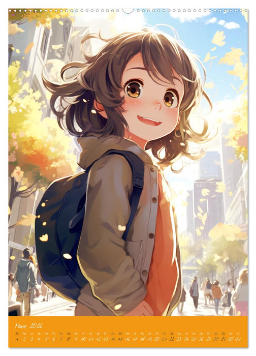 Stadtmädchen. Ein Jahr mit bezaubernder Manga-Kunst (CALVENDO Premium Wandkalender 2026)
