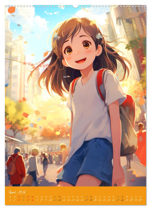 Stadtmädchen. Ein Jahr mit bezaubernder Manga-Kunst (CALVENDO Premium Wandkalender 2026)