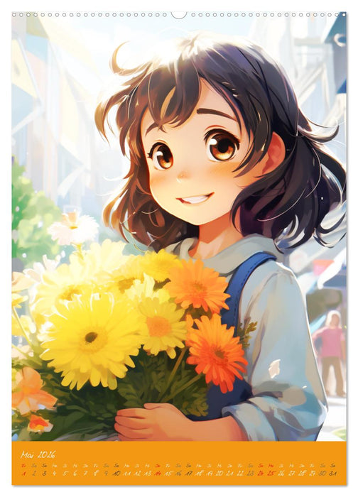 Stadtmädchen. Ein Jahr mit bezaubernder Manga-Kunst (CALVENDO Premium Wandkalender 2026)