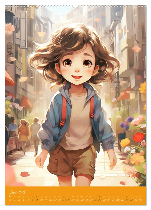 Stadtmädchen. Ein Jahr mit bezaubernder Manga-Kunst (CALVENDO Premium Wandkalender 2026)