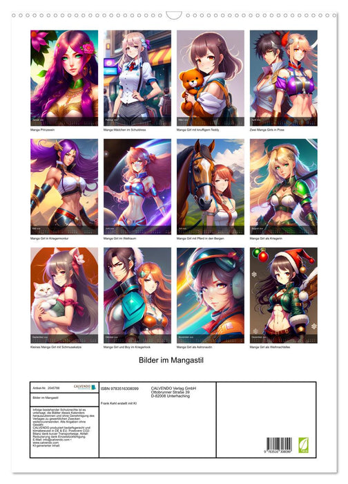 Bilder im Mangastil (CALVENDO Wandkalender 2026)